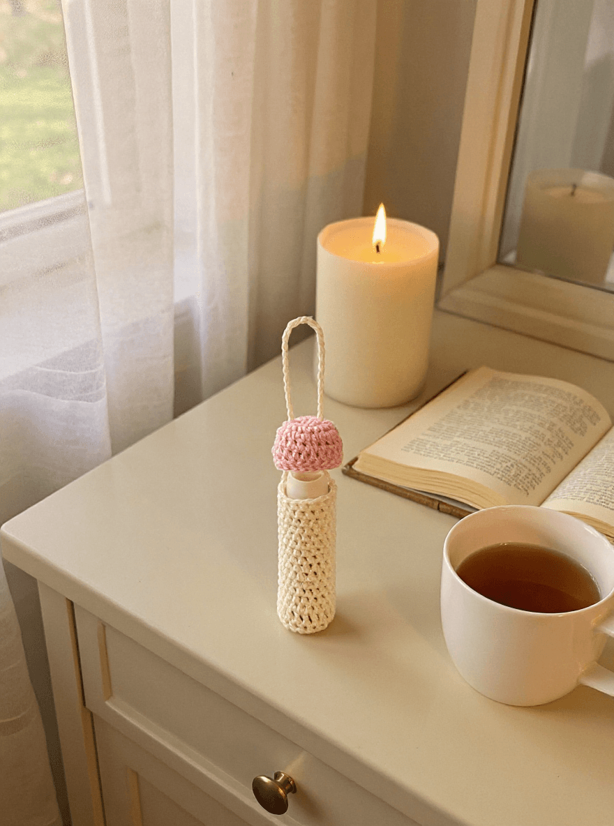 Lip balm holder – soft pink & ivory, - Image 7