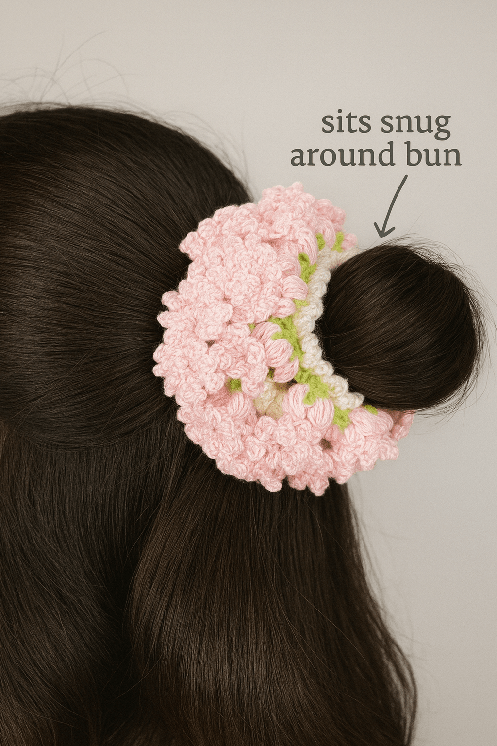 Gulaabi Crochet Gajra Scrunchie 🌸 Handmade Elegance - Image 2