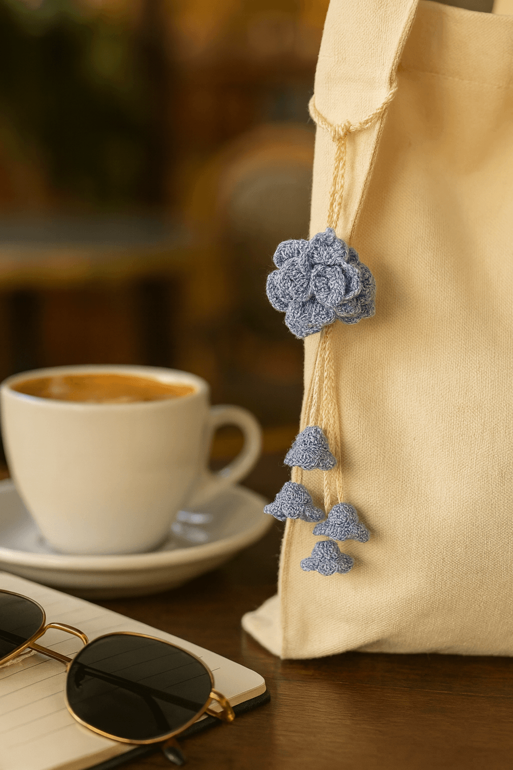 Crochet Bloom Tassel Charm β Handmade Everyday Accessory - Image 1