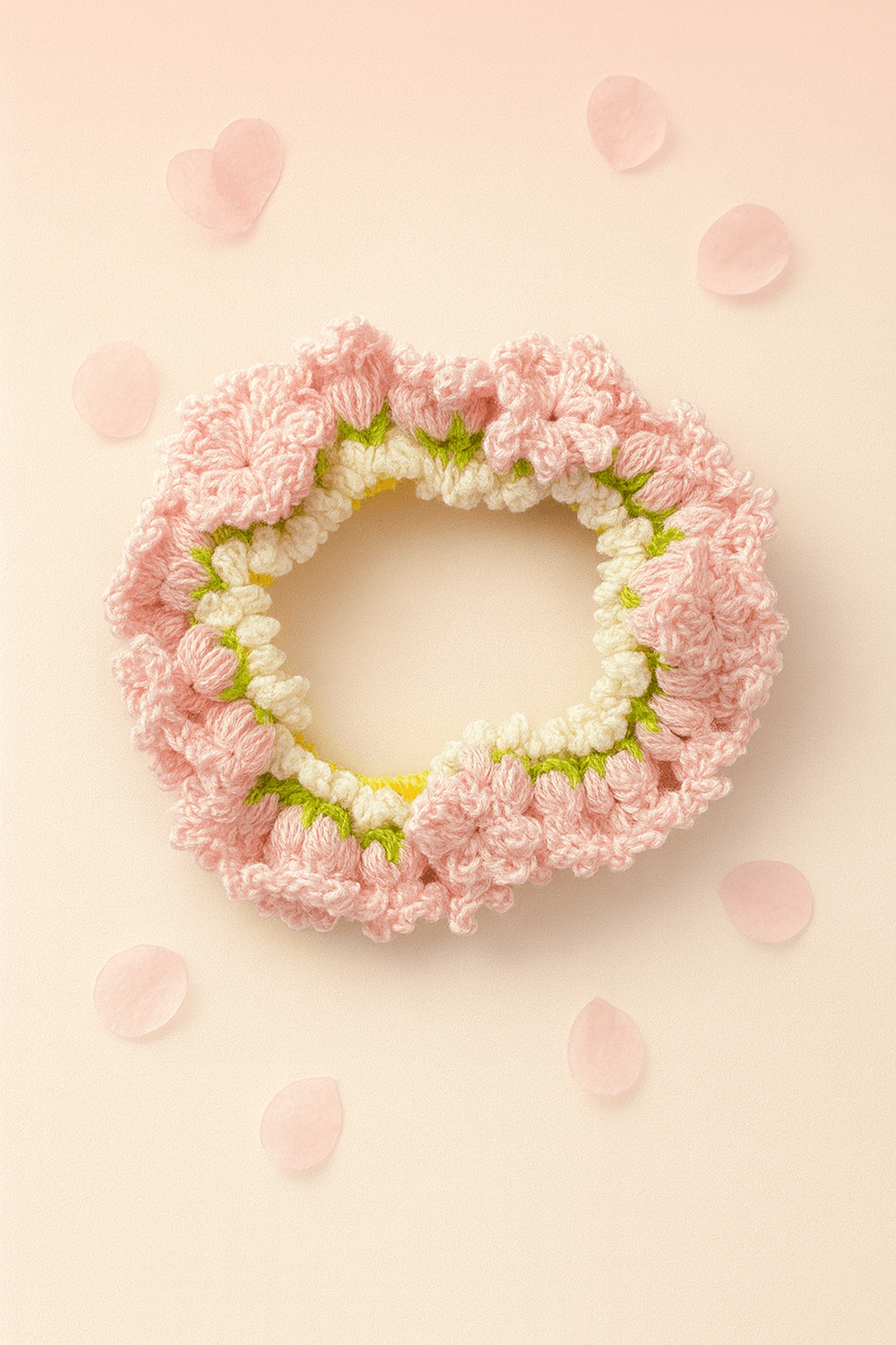 Gulaabi Crochet Gajra Scrunchie 🌸 Handmade Elegance - Image 1