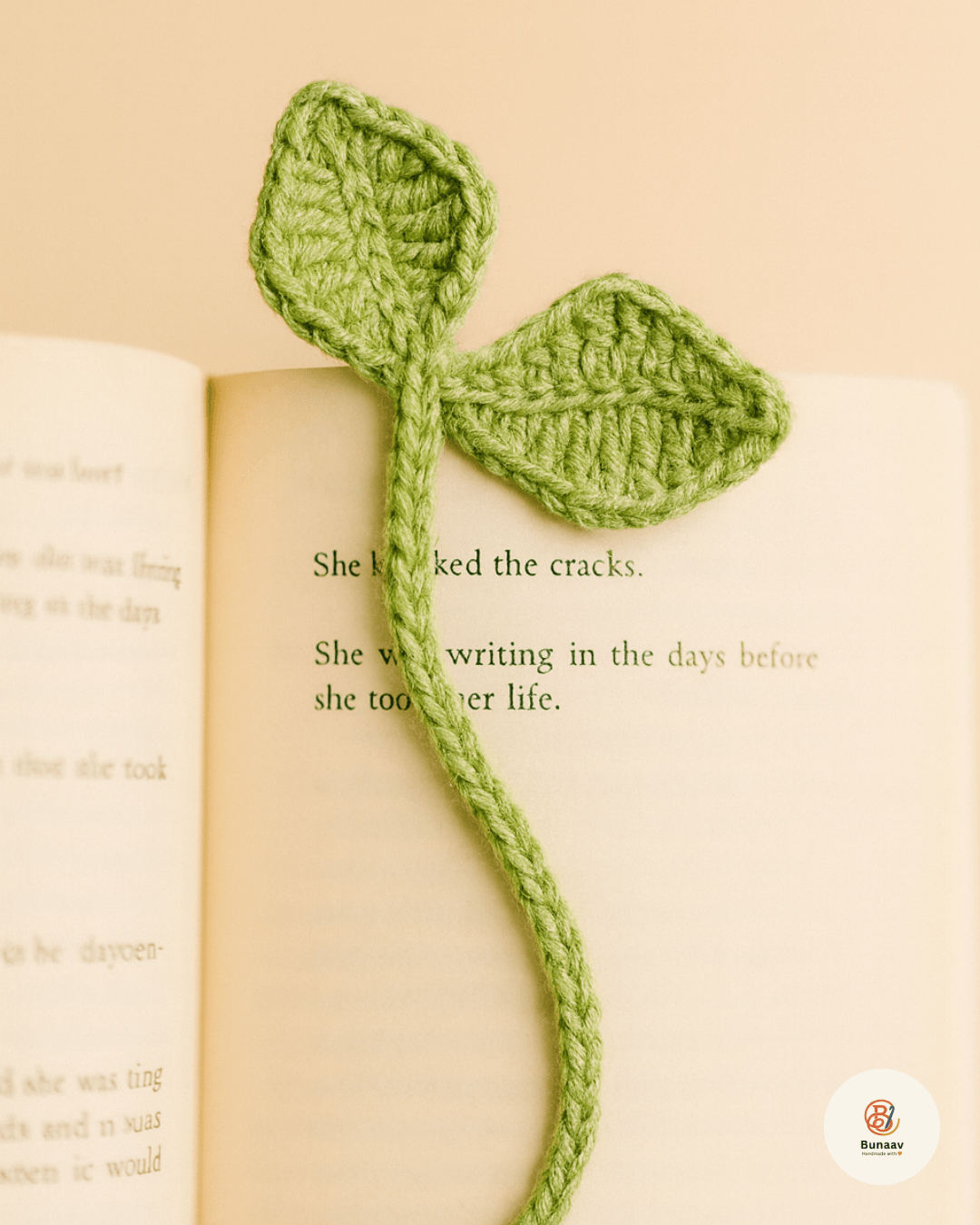 Crochet Leaf Sprout β Multipurpose Bookmark & Cable Tie - Image 1